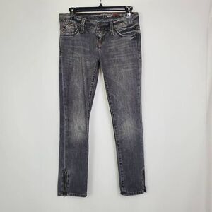 Gap 1969 Size 1 Black skinny Zipper Bottom Denim Jeans